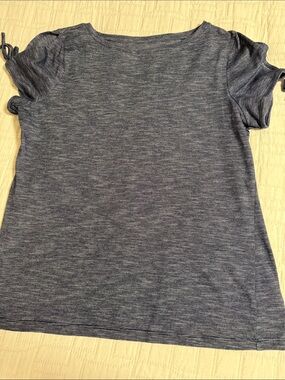 Talbots Heather Navy Short Sleeve Tie-Shoulder Tee
